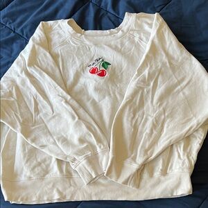 Old Navy White  Cherry Embroidered Sweatshirt